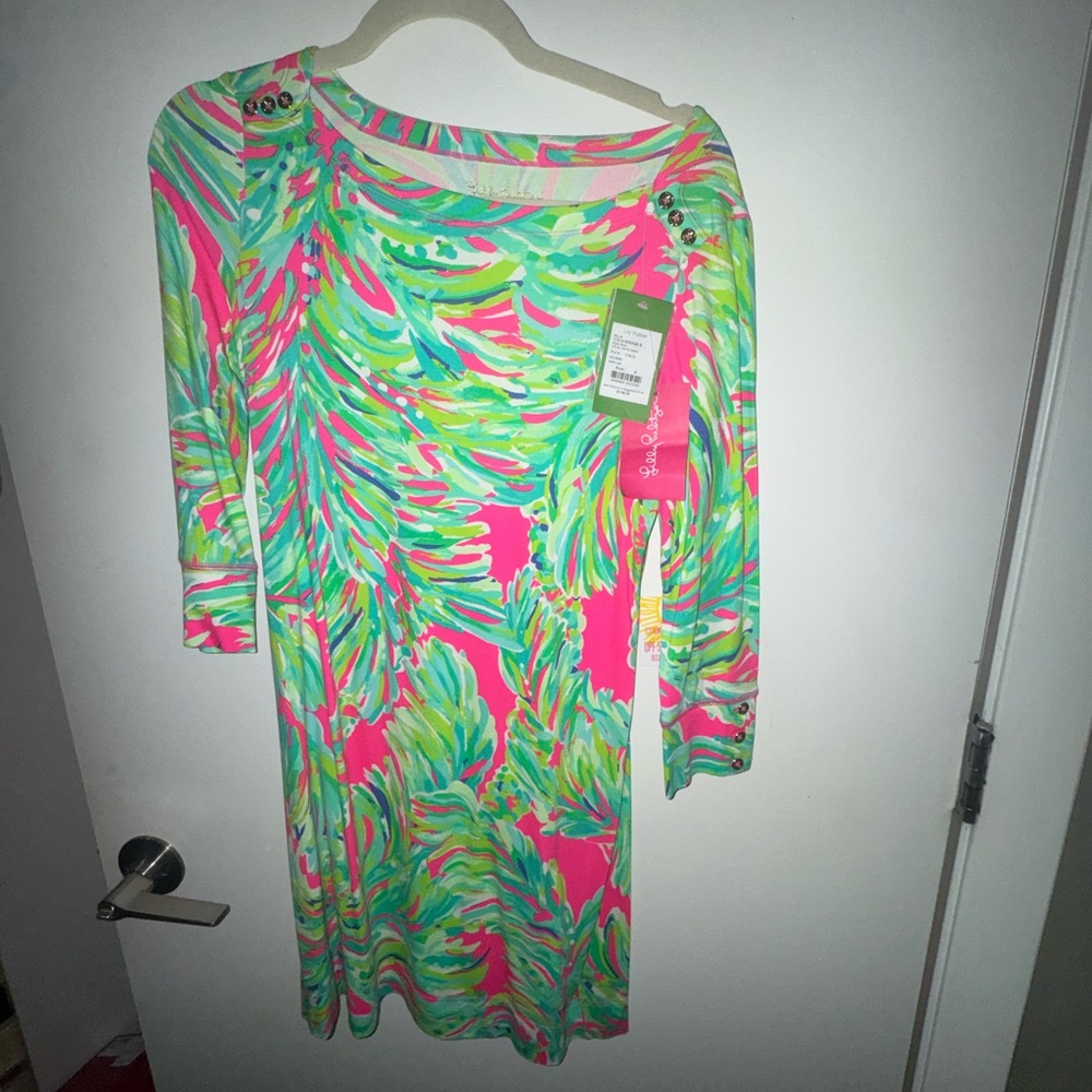 Lilly Pulitzer Pink and Green Long Sleeve Dress